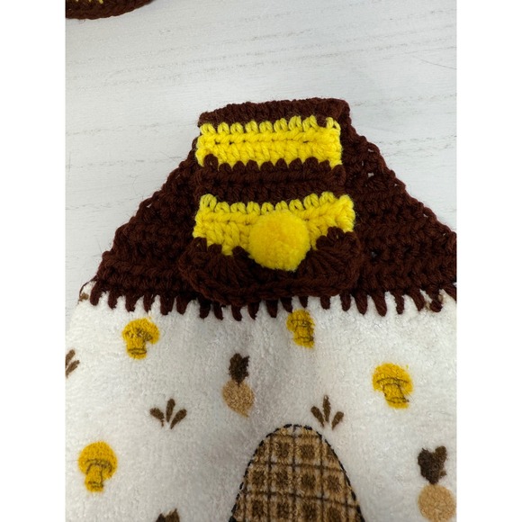 Hand made Fall Scarecrow Kitchen Towel Set Crochet Pot Holders Coasters - Picture 3 of 8